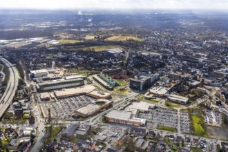 Aerial view, view of Sterkrade, Sterkrader Tor shopping centre, Gute Hoffnung residential complex,
