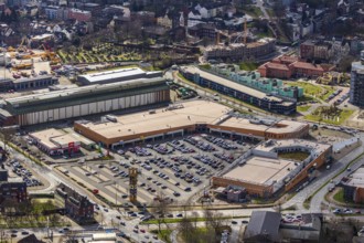 Aerial view, Sterkrader Tor shopping centre, Gute Hoffnung housing estate, Reinholf-Krohn-Park, car