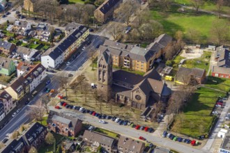 Aerial view, St. Josef Heide Catholic Church, Osterfeld, Oberhausen, Ruhr area, North