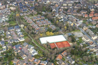 Aerial view, tennis facility Tennis Club Babcock 1975, residential area Alstaden, Oberhausen, Ruhr