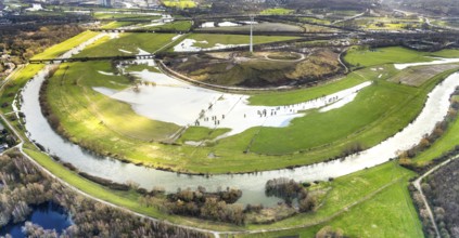 Aerial view, Styrumer Ruhrbogen, landfill Kolkerhofweg, city triangle Duisburg-Oberhausen-Mülheim,