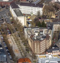 Aerial view, Zaporozhye Square, Oberhausen City Library, Oberhausen, Ruhr area, North