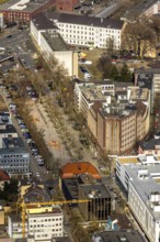 Aerial view, Saporoshje-Platz, Stadtbibliothek Oberhausen, Oberhausen, Ruhr area, North