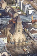 Aerial view, Catholic Church at Altmarkt, Altmarkt, Oberhausen, Ruhr area, North Rhine-Westphalia,