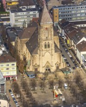 Aerial view, Catholic Church at Altmarkt, Altmarkt, Oberhausen, Ruhr area, North Rhine-Westphalia,