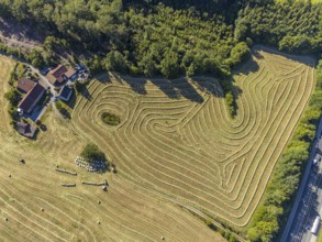 Aerial view, Agricultural area, Farm Auf der Niedergethe, Hiddinghauser Straße, Niedersprockhövel,
