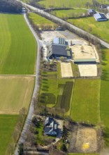Aerial view, riding club Hellefeld, riding arena, horse stables, Hellefeld, Sundern, Sauerland,