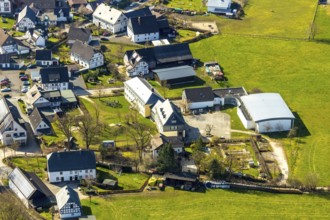 Aerial photo, Catholic primary school Helleferld, Hellefeld, Sundern, Sauerland, North