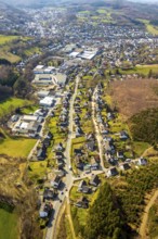 Aerial view, overview Sundern, Mescheder Straße, commercial area, residential area, Sundern,