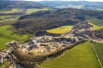 Aerial photo, AMA Westefeld, Deutsche Asphalt GmbH, quarry, Westenfeld, Sundern, Sauerland, North