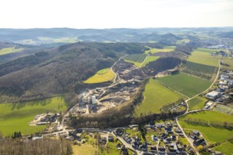 Aerial photo, AMA Westefeld, Deutsche Asphalt GmbH, quarry, Westenfeld, Sundern, Sauerland, North