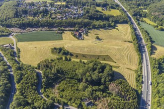 Aerial view, Agricultural area, Farm Auf der Niedergethe, Hiddinghauser Straße, Niedersprockhövel,