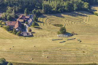 Aerial view, agricultural area, farm Auf der Niedergethe, Hiddinghauser Straße, Niedersprockhövel,