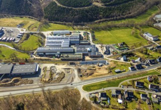Aerial view, roadway renewal Stemeler Straße - Am Hölzchen, Stemel, Sundern, Sauerland, North