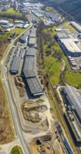 Aerial view, roadway renewal Stemeler Straße - Am Hölzchen, Stemel, Sundern, Sauerland, North