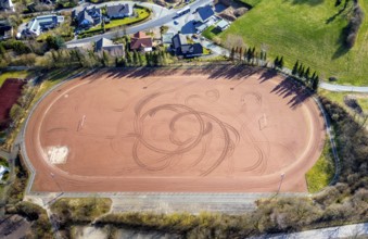 Aerial photo, sports field at Sudern school centre, Sundern, Sauerland, North Rhine-Westphalia,