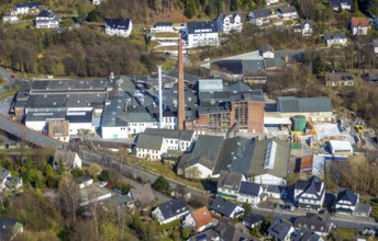 Aerial view, paper mill Sundern, Sundern, Sauerland, North Rhine-Westphalia, Germany, DE, Europe,