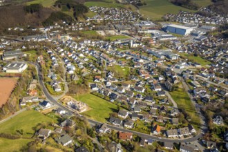 Aerial photo, housing estate, single-family houses, Sundern, Sauerland, North Rhine-Westphalia,