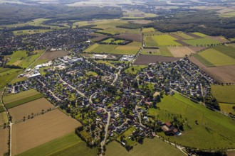 Aerial view, local view Oberntudorf, Salzkotten, Ostwestfalen-Lippe, OWL, North Rhine-Westphalia,