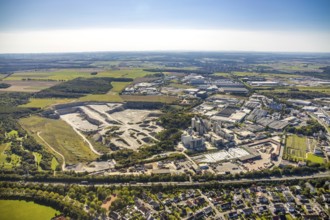 Aerial view, Heidelberg Cement, quarry Am Atlaswerk, CLAAS Industrietechnik GmbH, Paderborn,
