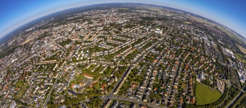 Aerial photograph, local view with fisheye lens, Paderborn, Ostwestfalen-Lippe, OWL, North