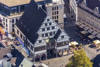 Aerial view, town hall, town hall square, Paderborn, East Westphalia-Lippe, OWL, North