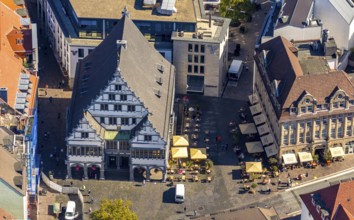 Aerial view, town hall, town hall square, Paderborn, East Westphalia-Lippe, OWL, North