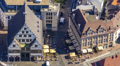 Aerial view, town hall, town hall square, Paderborn, East Westphalia-Lippe, OWL, North