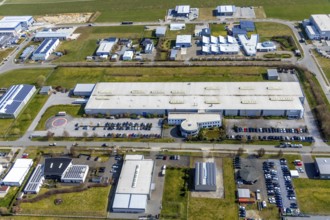 Aerial view, Belecke North Industrial Park, Warstein, North Rhine-Westphalia, Germany
