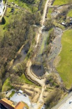 Aerial view, Wappenbaum memorial park, river Wester, flood, Warstein, North Rhine-Westphalia,