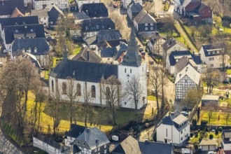 Aerial view, Old Church of St Pankratius, Belecke district, Warstein, North Rhine-Westphalia,