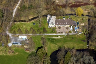 Aerial view, Welschenbeck House, former aristocratic residence, Möhne Valley, Warstein, North