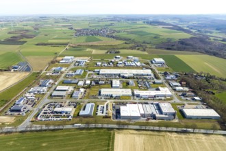 Aerial view, Belecke North Industrial Park, Warstein, North Rhine-Westphalia, Germany