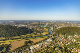 Aerial photograph, Kaiser Wilhelm Monument, Barkhausen, Porta Westfalica, OWL, Ostwestfalen-Lippe,