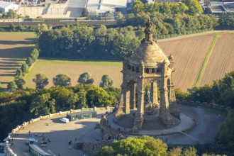 Aerial photograph, Kaiser Wilhelm Monument, Barkhausen, Porta Westfalica, OWL, Ostwestfalen-Lippe,