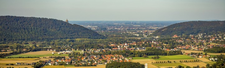 Aerial photograph, Kaiser Wilhelm Monument, Barkhausen, Porta Westfalica, OWL, Ostwestfalen-Lippe,
