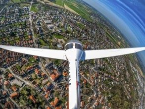 Aerial view, city view, flight over Werl with the Hoffmann Dimona H36 touring motor glider, Werl,