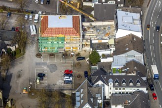 Aerial view, construction site Dr.-Segin-Platz, Warstein, North Rhine-Westphalia, Germany