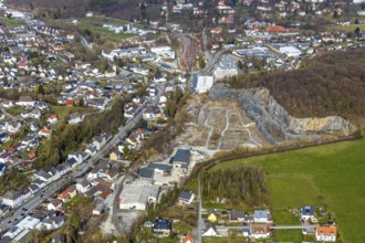 Aerial view, Oberhagen quarry, Suttroper Weg, Warstein, North Rhine-Westphalia, Germany