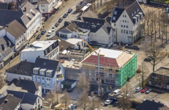 Aerial view, construction site Dr.-Segin-Platz, Warstein, North Rhine-Westphalia, Germany