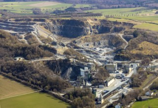 Aerial photograph, Hillenberg quarry, Warstein, North Rhine-Westphalia, Germany