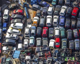 Aerial view, Hammer Straße industrial estate, scrap cars, Am Maifeld, Bellof GmbH Autoverwertung,