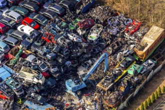 Aerial view, Hammer Straße industrial estate, scrap cars, Am Maifeld, Bellof GmbH Autoverwertung,