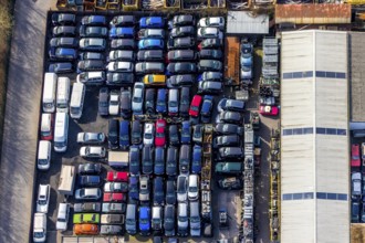 Aerial view, Hammer Straße industrial estate, scrap cars, Am Maifeld, Bellof GmbH Autoverwertung,