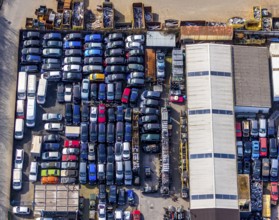 Aerial view, Hammer Straße industrial estate, scrap cars, Am Maifeld, Bellof GmbH Autoverwertung,