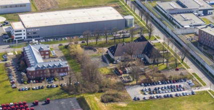 Aerial view, KonWerl Centre, Tecnamic GmbH new building, Kolping Education Centre, Werl, North