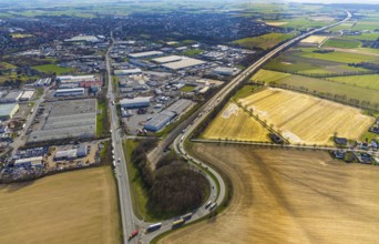 Aerial view, Hammer Straße industrial estate, Werl, North Rhine-Westphalia, Germany