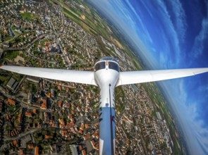 Aerial view, city view, flight over Werl with the Hoffmann Dimona H36 touring motor glider, Werl,