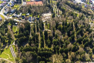 Aerial view, park cemetery, building area on the street Hinter dem cemetery, Werl, North