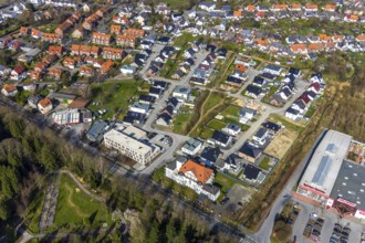 Aerial view, residential area UNION, district court, new building district court, Werl, North
